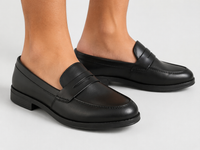 Black Leather Penny Loafers-TR 2803 BLACK