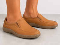 Leather Comfort Slip-On Shoes-TR 6411 Tan