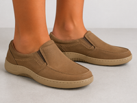 Olive Green Leather Comfort Slip-On Shoes -TR 6411 OLIVE