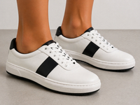 White Leather Casual Sneakers-BOM-CS2-WHT