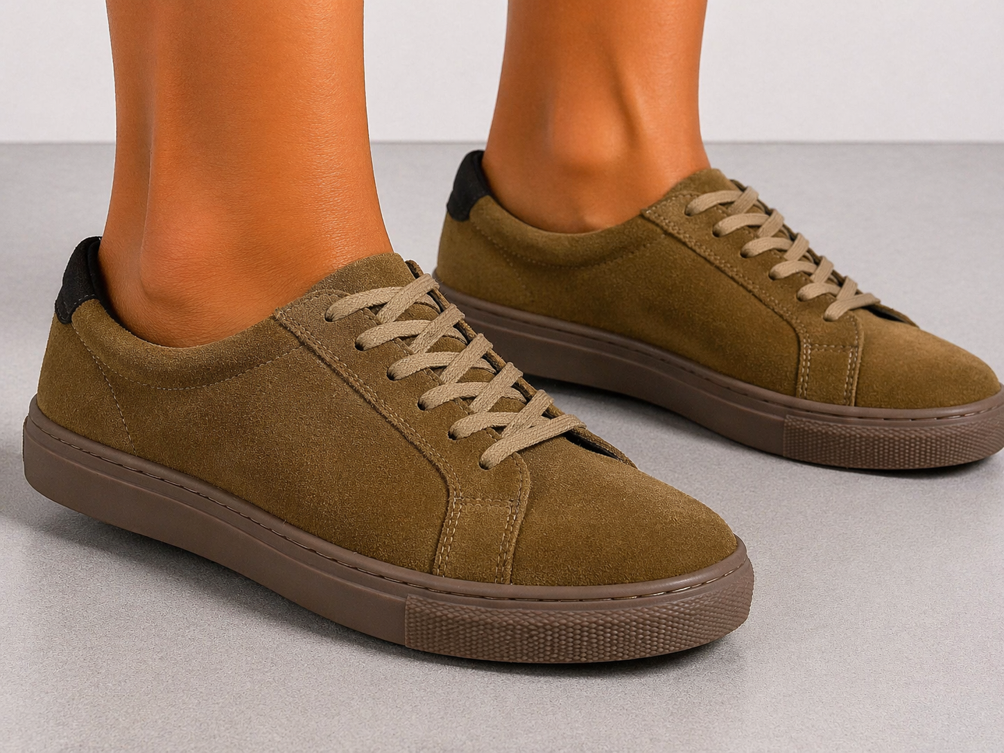 Tan Suede Leather Casual Sneakers-BOM-NEWTON1-BRN