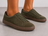 Olive Suede Leather Casual Sneakers-BOM-NEWTON2-GRN