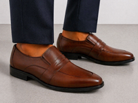 Brown Leather Formal Loafers -BOM-11631-TAN