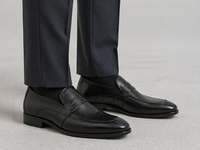 Black Leather Formal Loafers -BOM-11631-BLACK