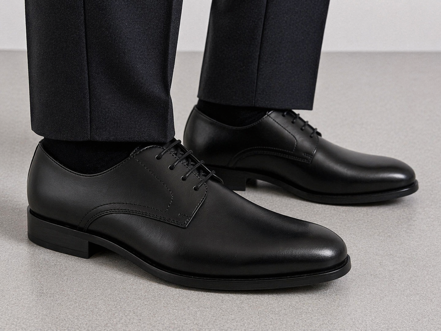 Black Leather Formal Lace-Up Shoes-BOM-MGX931-BLK