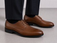 Tan Leather Formal Lace-Up Shoes-BOM-MXG931-TAN