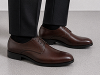 Brown Leather Formal Lace-Up Shoes -BOM-MGX931-BRN