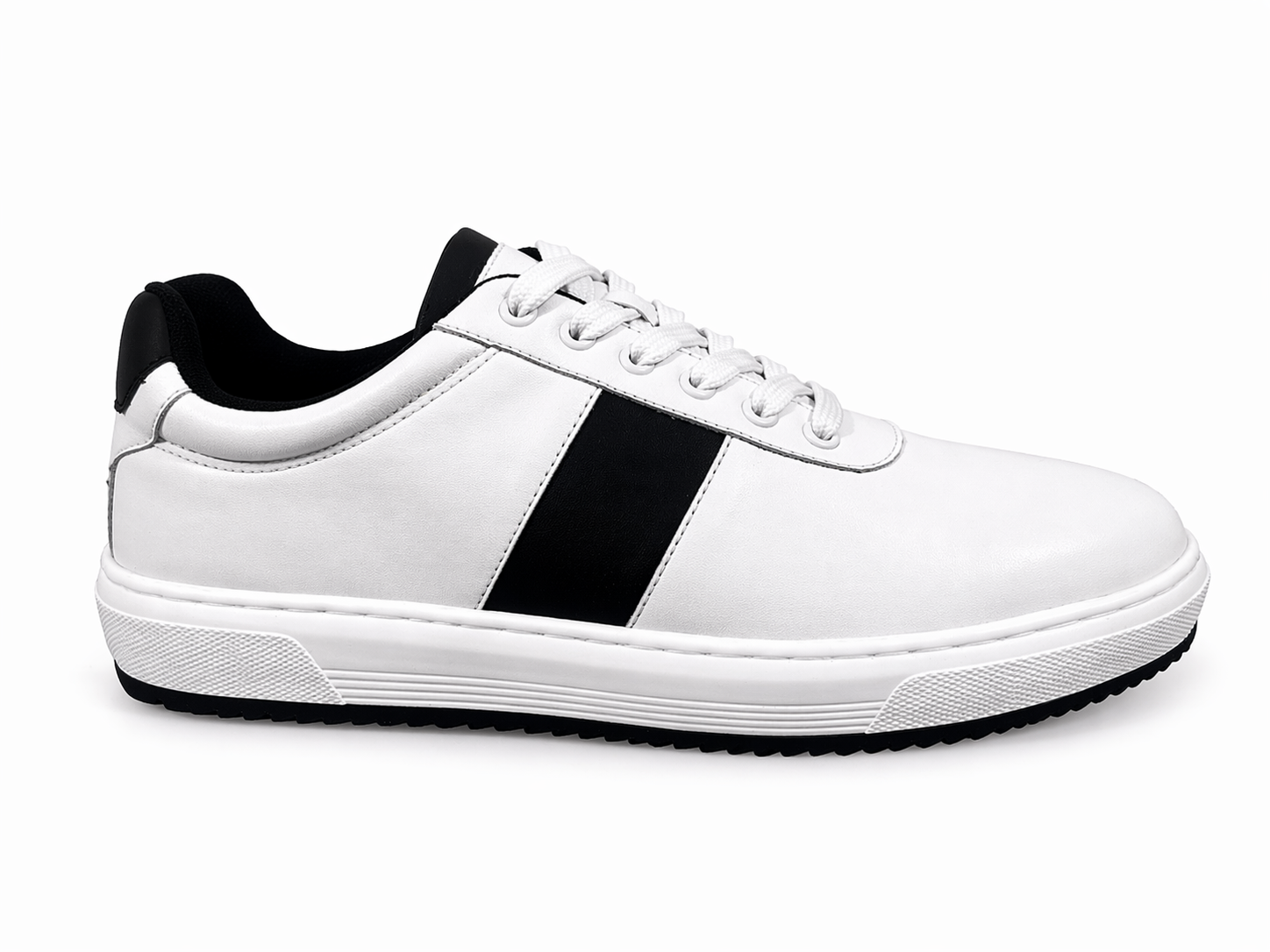 White Leather Casual Sneakers-BOM-CS2-WHT