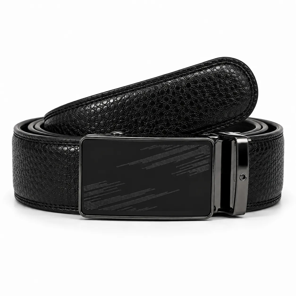 Automatic Leather Belt - Real Leather Ratchet Belt - Men Leather Belt with Auto Lock Buckle -TRACK BELT-ABB5I Oxhide