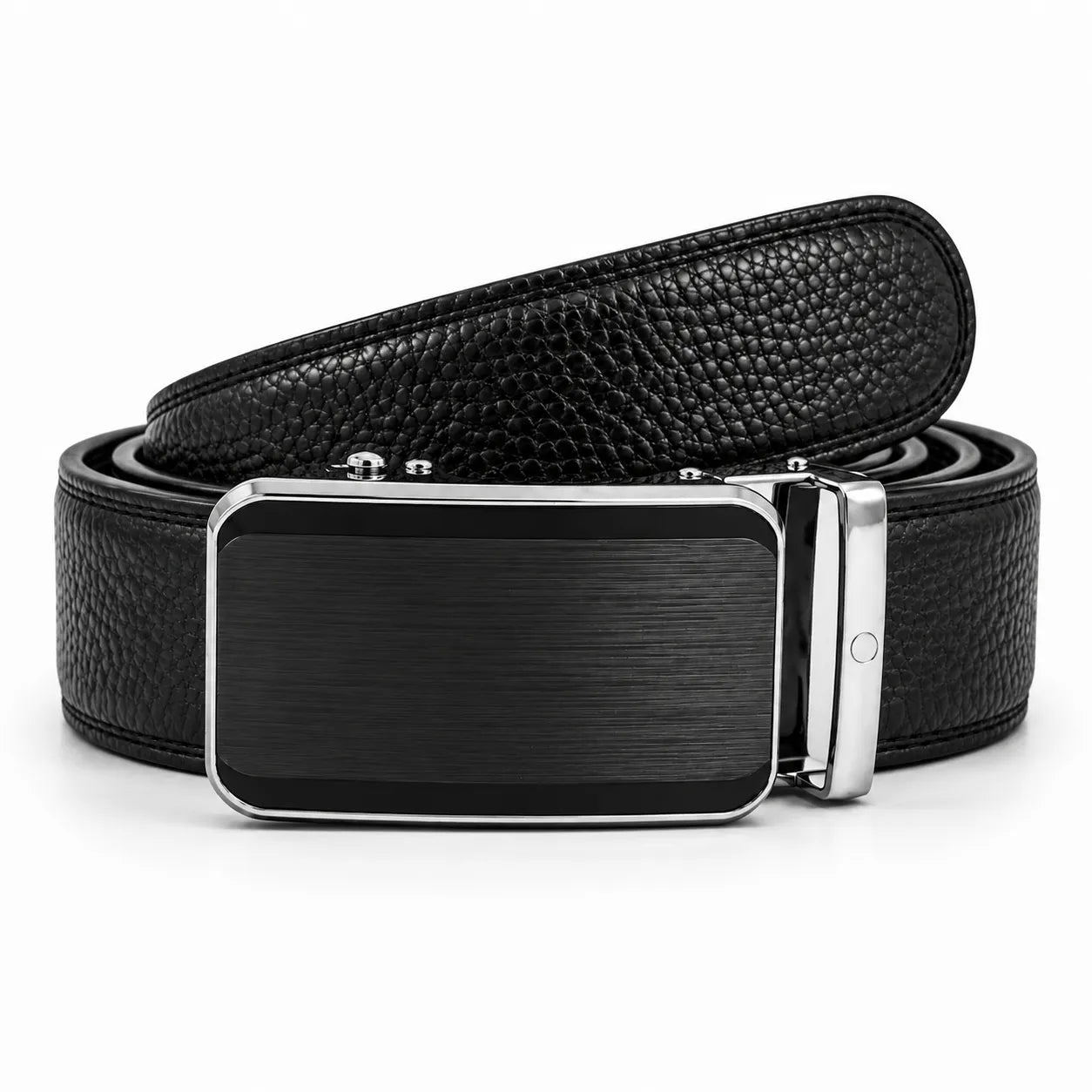 Mens Automatic Leather Belt - Full Grain Leather Ratchet Belt - Men Leather Belt with Auto Lock Buckle - TRACK BELT - Belt without hole -ABB4A