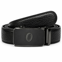 Real Leather Ratchet Belt 30mm or 3 cm- Men Leather Belt with Auto Lock Buckle - TRACK BELT - Auto Lock Black Belt - ABB3H Black
