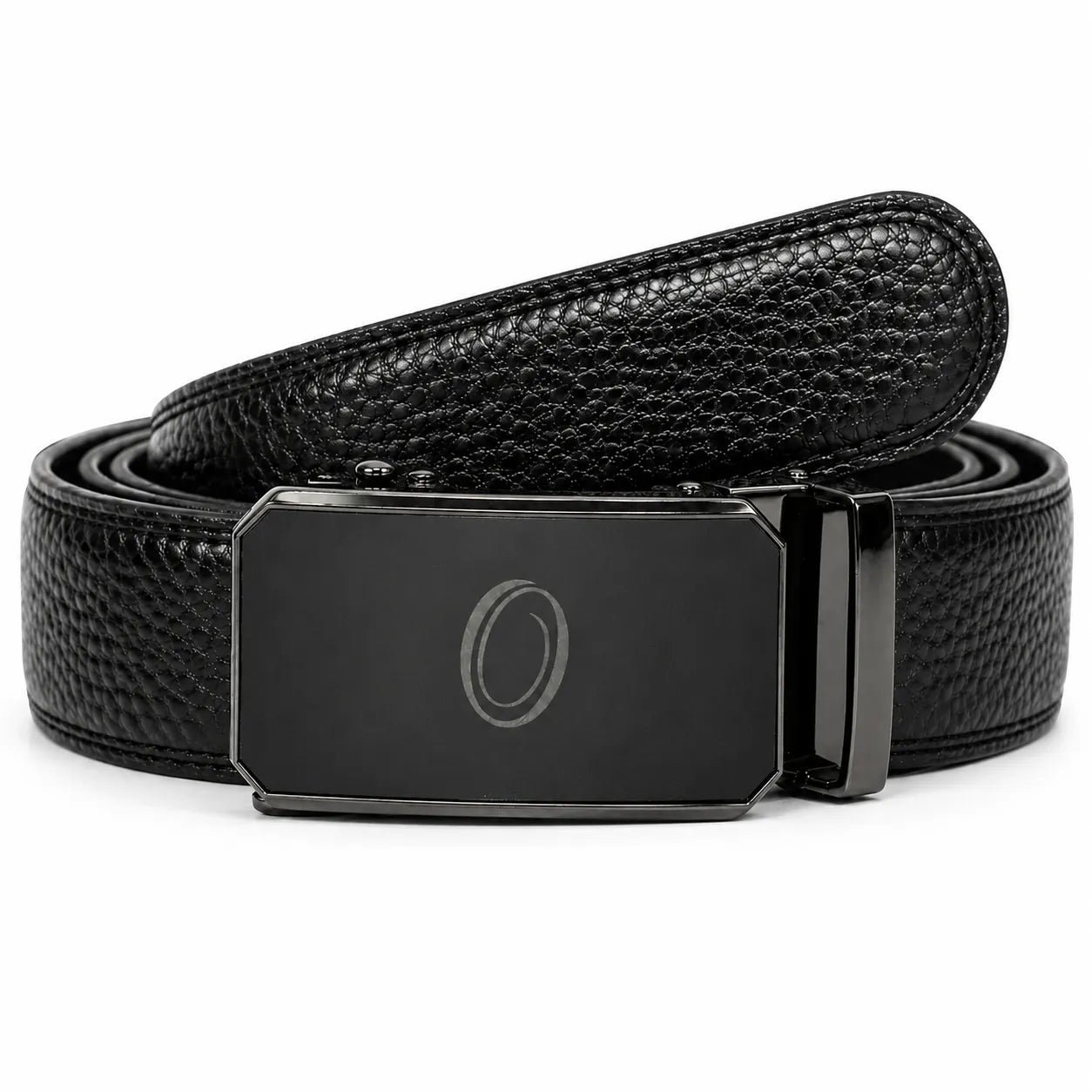 Real Leather Ratchet Belt 30mm or 3 cm- Men Leather Belt with Auto Lock Buckle - TRACK BELT - Auto Lock Black Belt - ABB3H Black