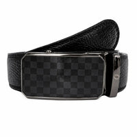 Real Leather Ratchet Belt 30mm or 3 cm- Men Leather Belt with Auto Lock Buckle - TRACK BELT - Auto Lock Black Belt -ABB5C Black