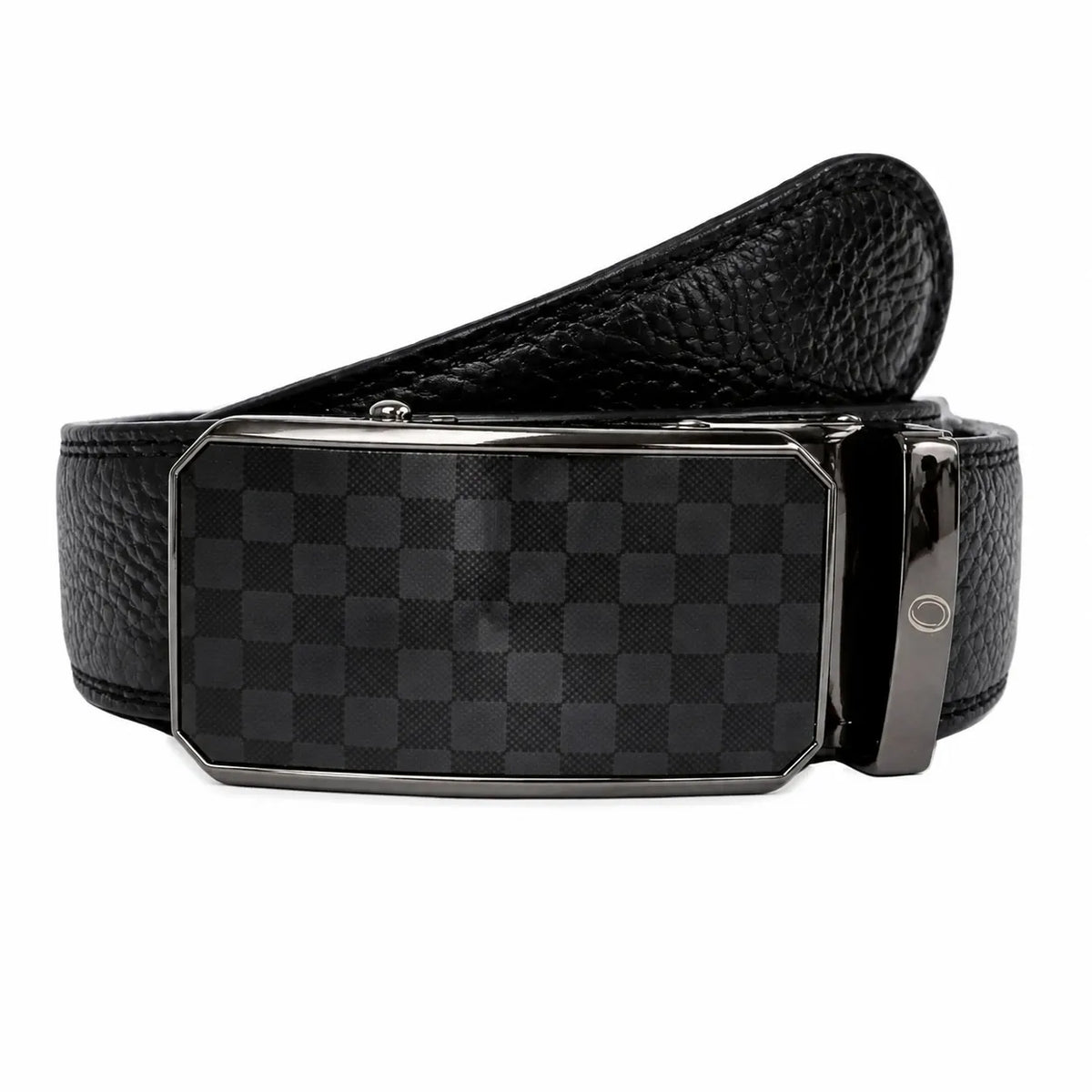 Real Leather Ratchet Belt 30mm or 3 cm- Men Leather Belt with Auto Lock Buckle - TRACK BELT - Auto Lock Black Belt -ABB5C Black