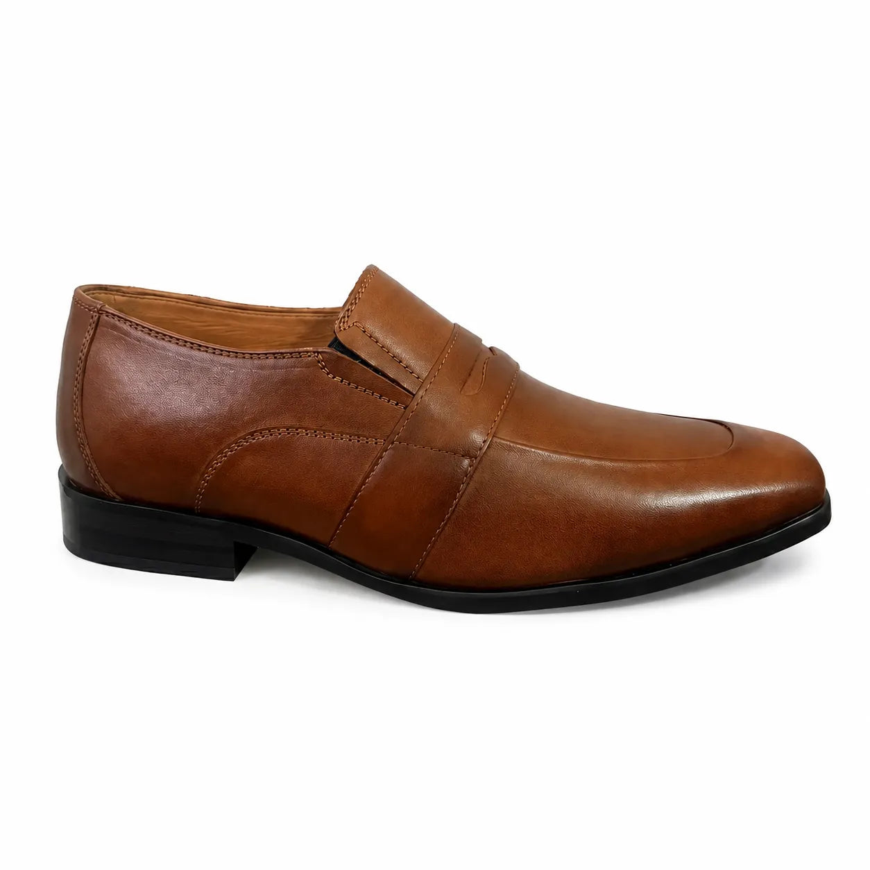 Brown Leather Formal Loafers -BOM-11631-TAN