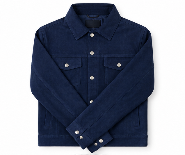 Real Leather Jacket - Lamb skin Jacket- Jacket for Men- Oxhide Trucker suede Blue