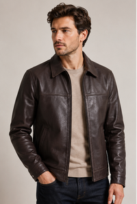 Real Leather Jacket Black- Lamb skin Jacket- Jacket for Men- Oxhide RI58 Dark Brown