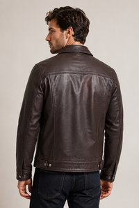 Real Leather Jacket Black- Lamb skin Jacket- Jacket for Men- Oxhide RI58 Dark Brown