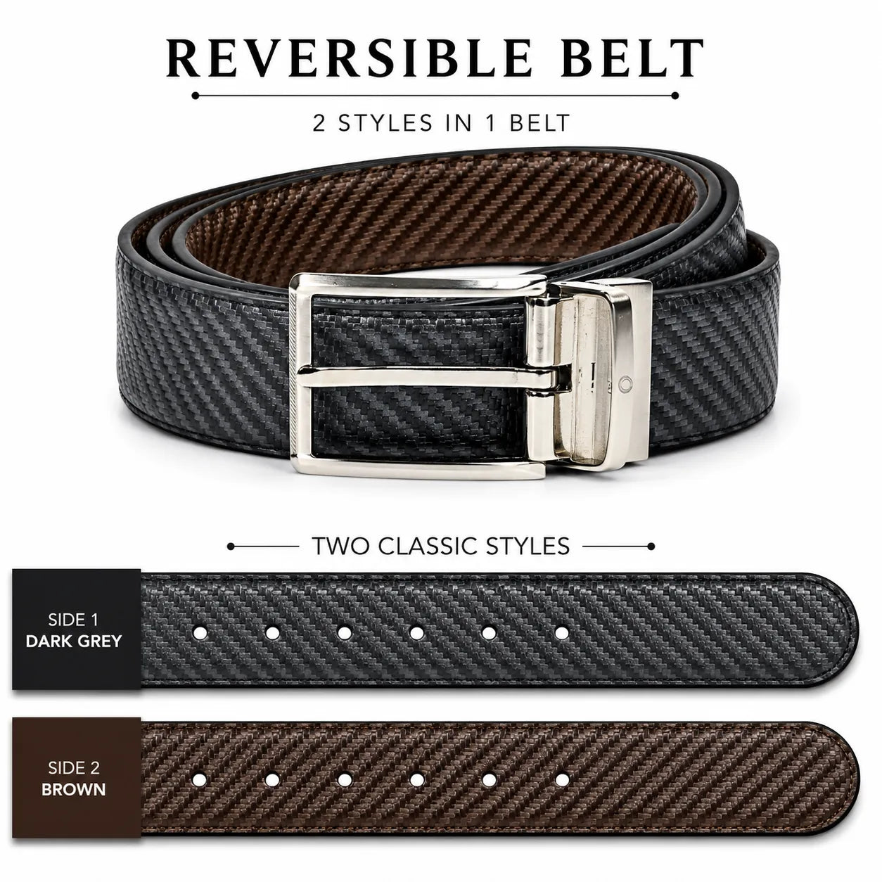 Leather Belt Men - Genuine Leather Belt - Formal Belt Men - Belt for Business Pant for Men - Reversible Leather Belt - Black Leather Belt - Leather Belt - Oxhide R3- Cronous