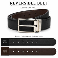 Reversible Leather Belt - 2 in 1 - Black and Brown Leather Oxhide R21