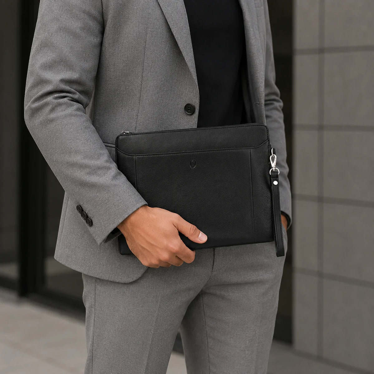Leather Laptop sleeve - Clutch Bag- Laptop case with Handle- Laptop Case Leather- Oxhide SDB7/SDB8 BLACK