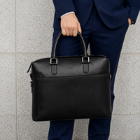 Black Mens Leather Laptop office Bag -Travel bag -Sling Bag- Executive Black Bag -Oxhide CR011