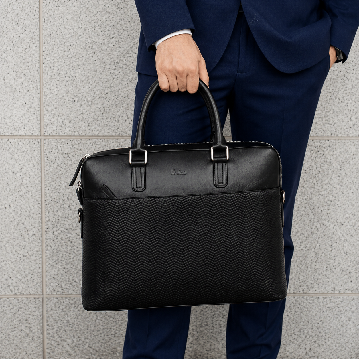 Black Mens Leather Laptop office Bag -Travel bag -Sling Bag- Executive Black Bag -Oxhide CR011