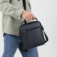 Leather Messenger Bag - Full Grain Leather Sling Bag - Vintage Leather Messenger Black Bag- Oxhide J0072 Black