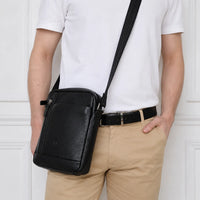 Leather Messenger Bag - Full Grain Leather Sling Bag -Leather Sling Bag for Men Black - Oxhide J0048