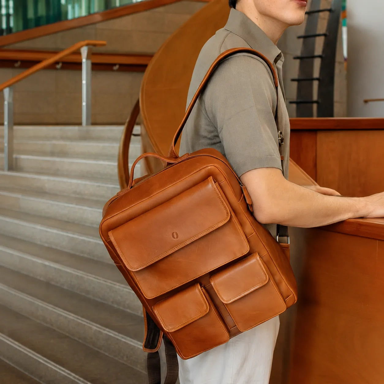 Leather Backpack - Full Grain Leather Backpack - Leather Rucksack - Leather Laptop Backpack for Men - Backpack Vintage Oil Leather Brown - Oxhide Small Adventure VIN1003