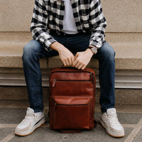 Oxhide Leather Backpack - Full Grain Leather Backpack Brown Laptop Backpack -SD01