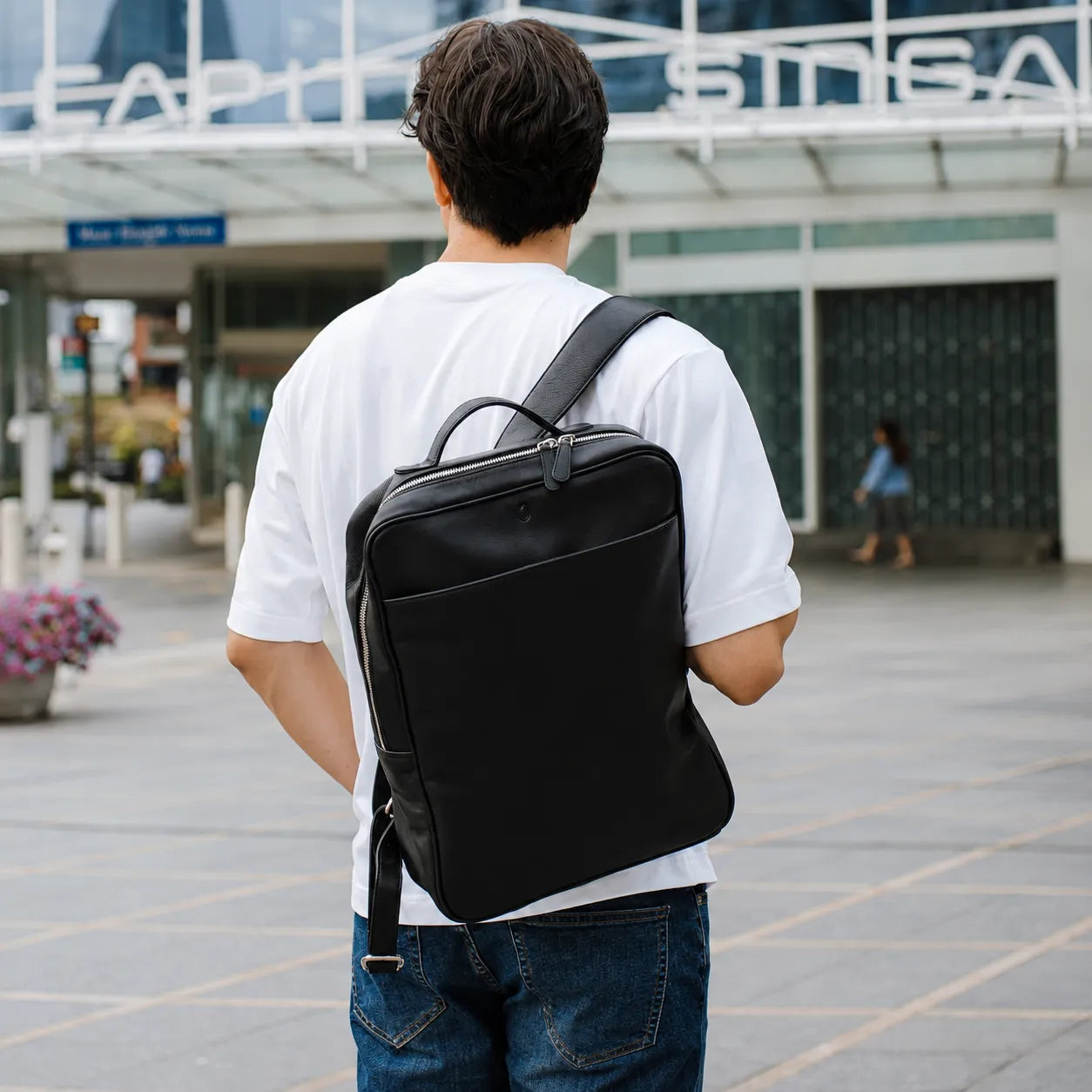 Full Grain Leather Backpack - Leather Rucksack - Leather Laptop Backpack for Men- Oxhide BLACK J0080