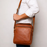 Leather Messenger Bag - Full Grain Leather Sling Bag -Leather Bag for Men / Women - Vintage Oil Leather Messenger Brown Bag- Oxhide Messenger LL10