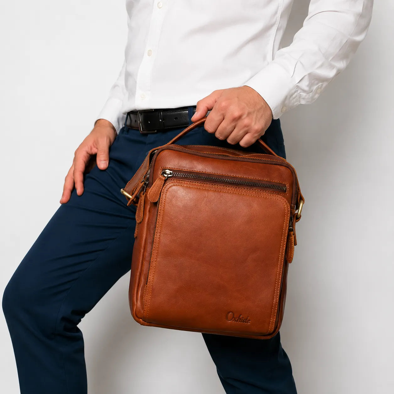 Leather Messenger Bag - Full Grain Leather Sling Bag -Leather Bag for Men / Women - Vintage Oil Leather Messenger Brown Bag- Oxhide Messenger LL10
