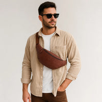 Leather Bum bag  waist  Pouch For Men - Small Leather Pouch - Cross Body Bag -SD02 Brown