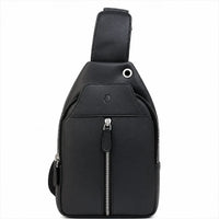 Oxhide Leather Men's Chest Bag - Travel Bag - Bikers Bag - Lightweight Anti-Theft Bag - Oxhide 10026 Black