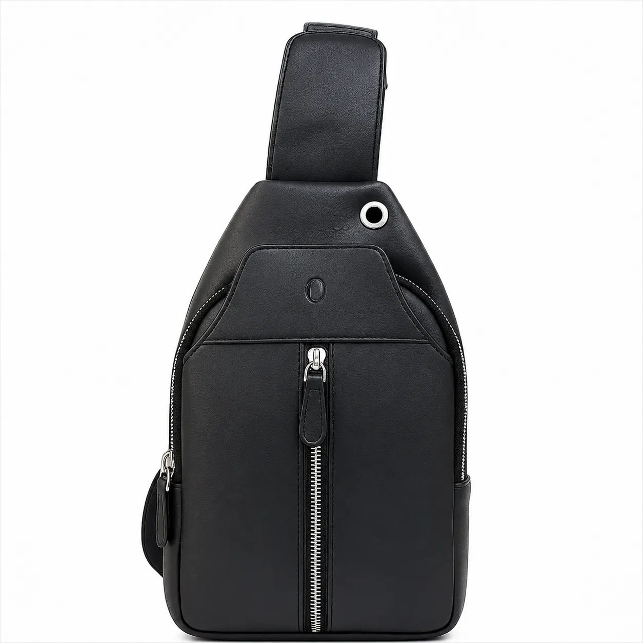 Oxhide Leather Men's Chest Bag - Travel Bag - Bikers Bag - Lightweight Anti-Theft Bag - Oxhide 10026 Black