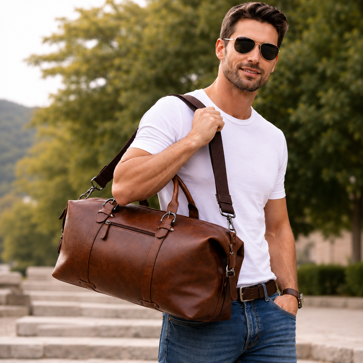 Leather Duffle Bag -Weekend Bag Men -Duffle Bag Gym -Vintage Leather Travel Bag -Flight cabin Bag -VIN LL12