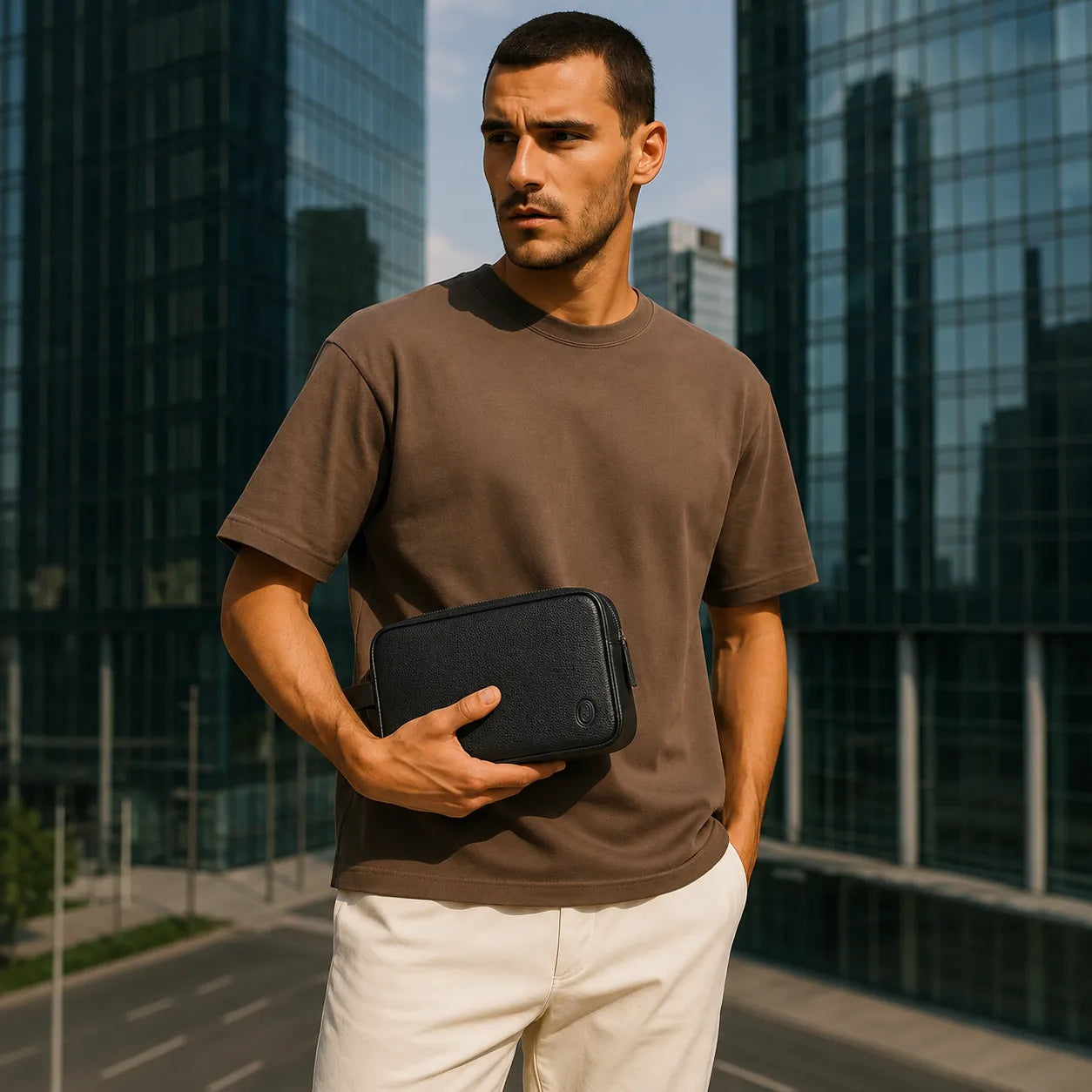 Leather clutch for Men - Leather Bag -Travel Bag-Toliet bag- Wristlet for Men - SD16