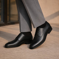 Black Leather Formal Lace-Up Shoes-BOM-MGX931-BLK