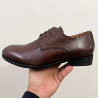 Brown Leather Formal Lace-Up Shoes -BOM-MGX931-BRN