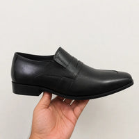 Black Leather Formal Loafers -BOM-11631-BLACK