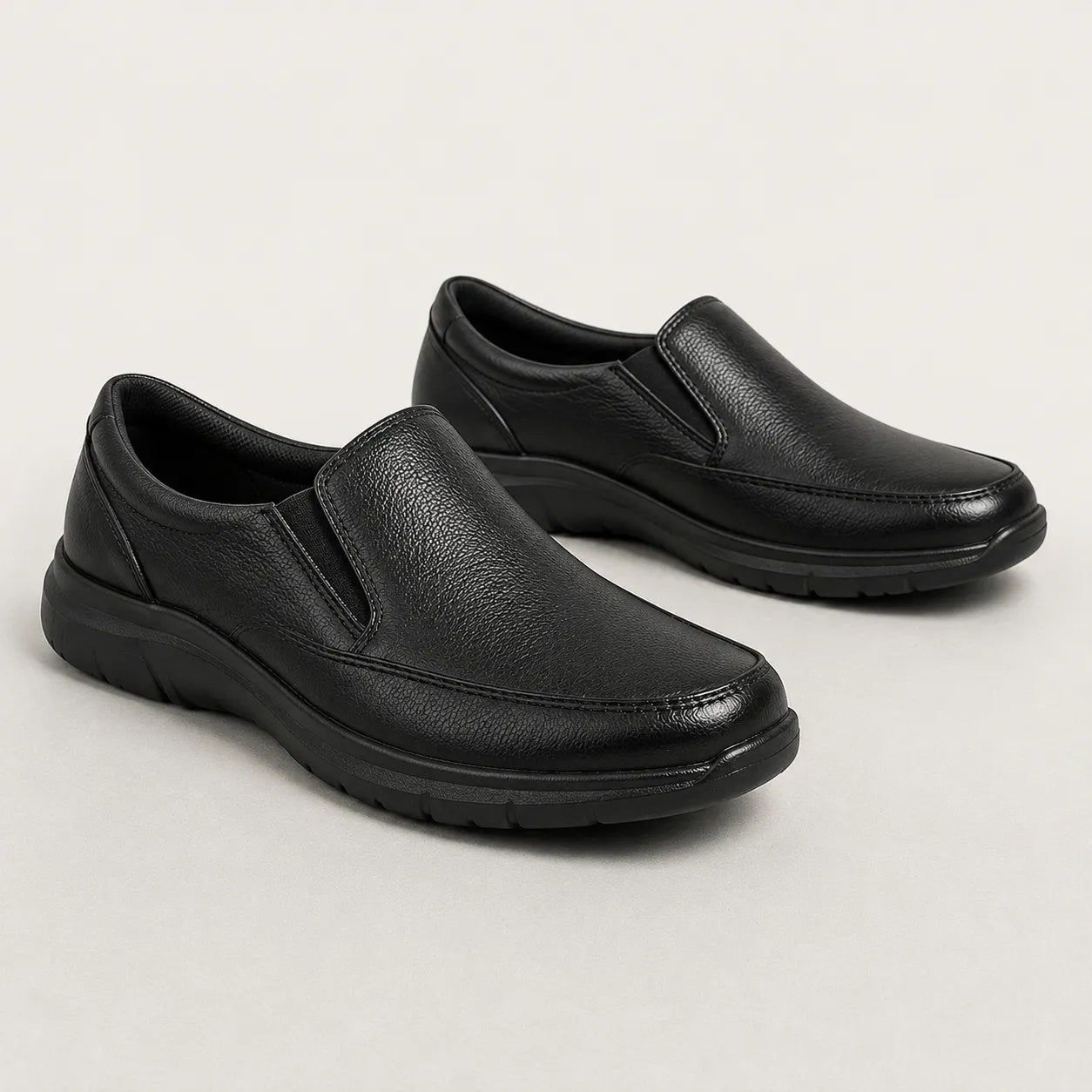 Leather Comfort Slip-On Shoes-TR 4606 Black
