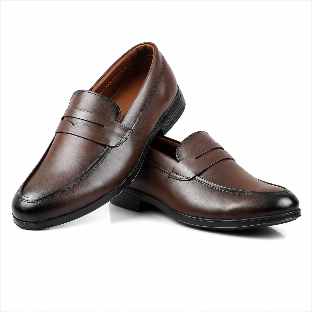 Brown Leather Penny Loafers-2803 BROWN