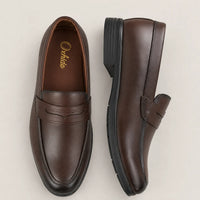 Brown Leather Penny Loafers-2803 BROWN