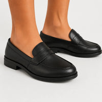 Black Leather Penny Loafers-TR 2803 BLACK