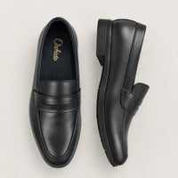 Black Leather Penny Loafers-TR 2803 BLACK