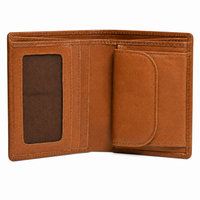 Oxhide Compact wallet in Vintage Leather in Brown colour with coin pouch-OXHIDE J0060 BROWN