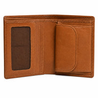 Oxhide Compact wallet in Vintage Leather in Brown colour with coin pouch-OXHIDE J0060 BROWN