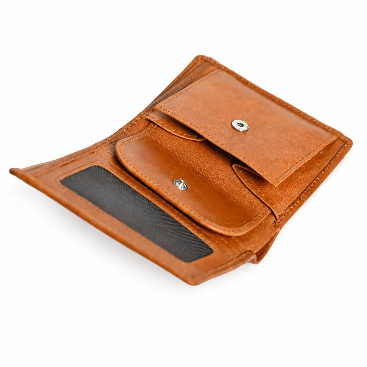Oxhide Compact wallet in Vintage Leather in Brown colour with coin pouch-OXHIDE J0060 BROWN